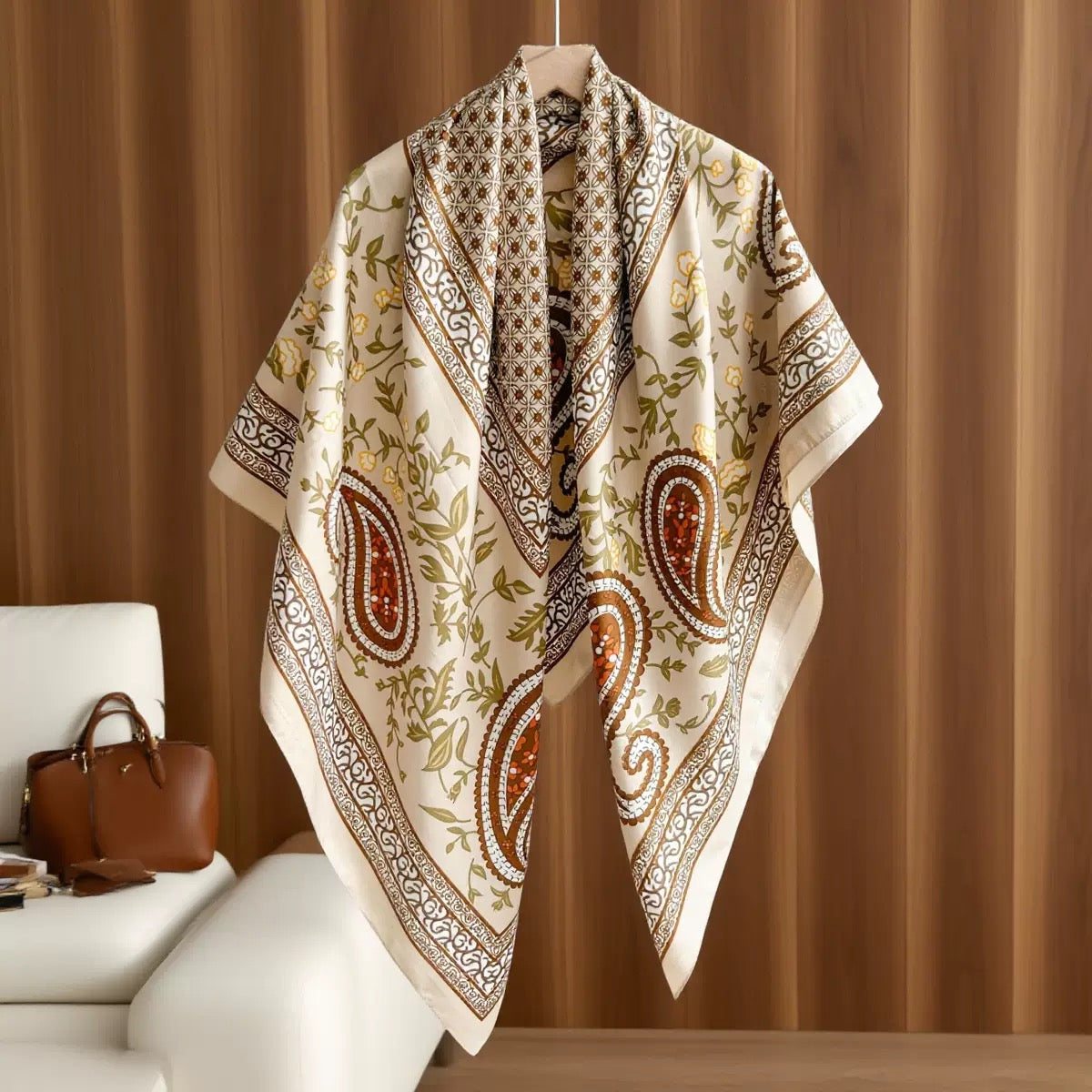 Beige Paisley Wrap Scarf