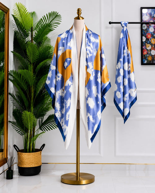 Blue Watercolour Horse Scarf, 130cm — Scarfs by MZS