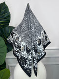 Black Floral Square Scarf