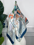 Navy Vintage Print Silk Scarf