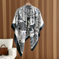 Grey Botanical Print Wrap Scarf