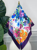 Purple Floral Silk Scarf