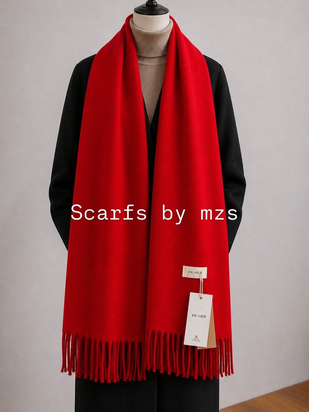 Classic Red Cashmere Scarf — Scarfs by MZS
