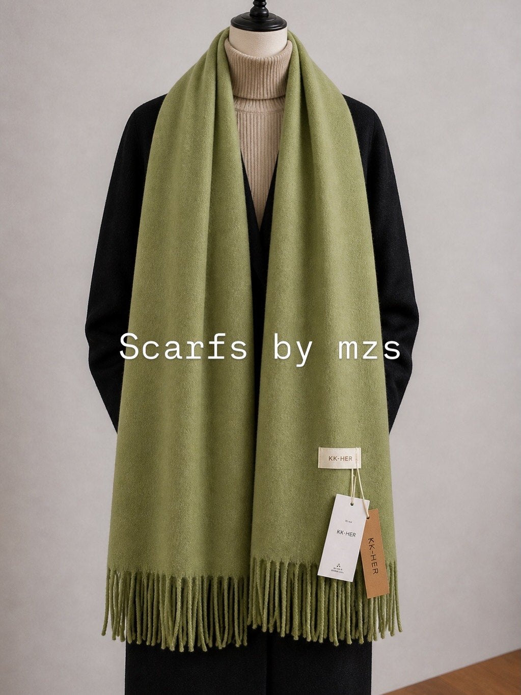 Olive Cashmere Scarf — Scarfs by MZS
