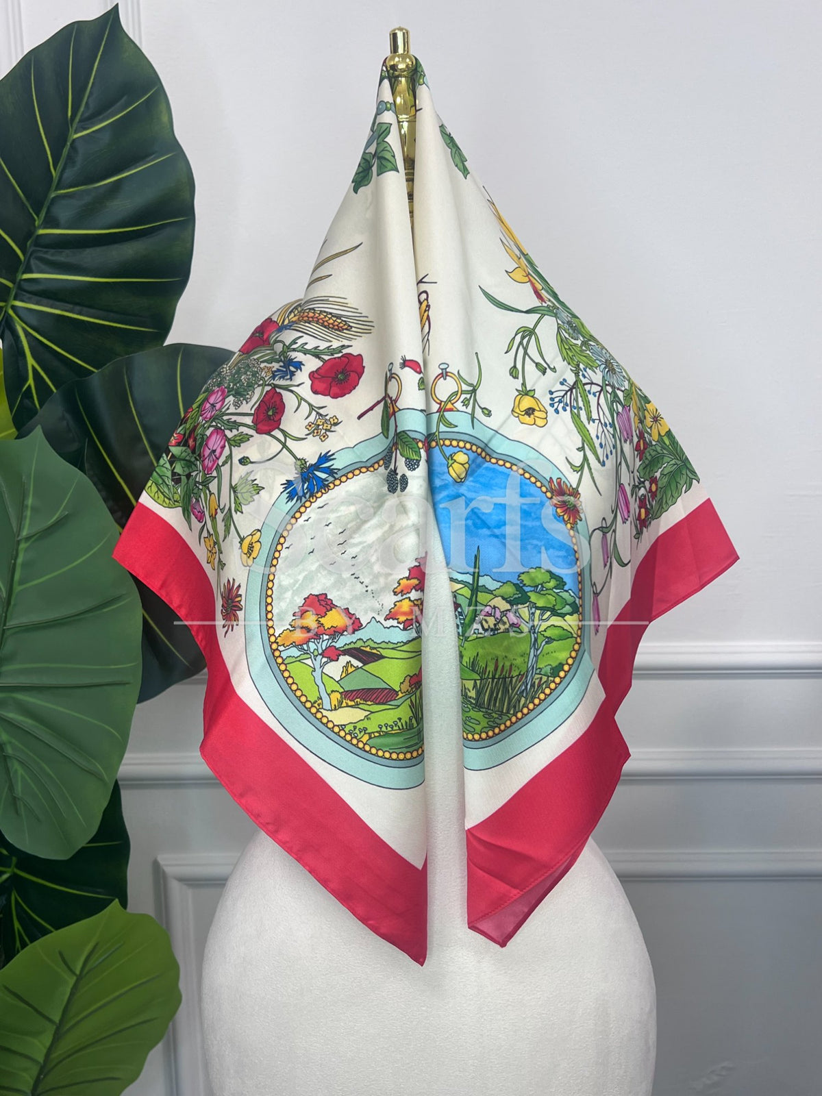 Pink Geometric Silk Scarf — Scarfs by MZS