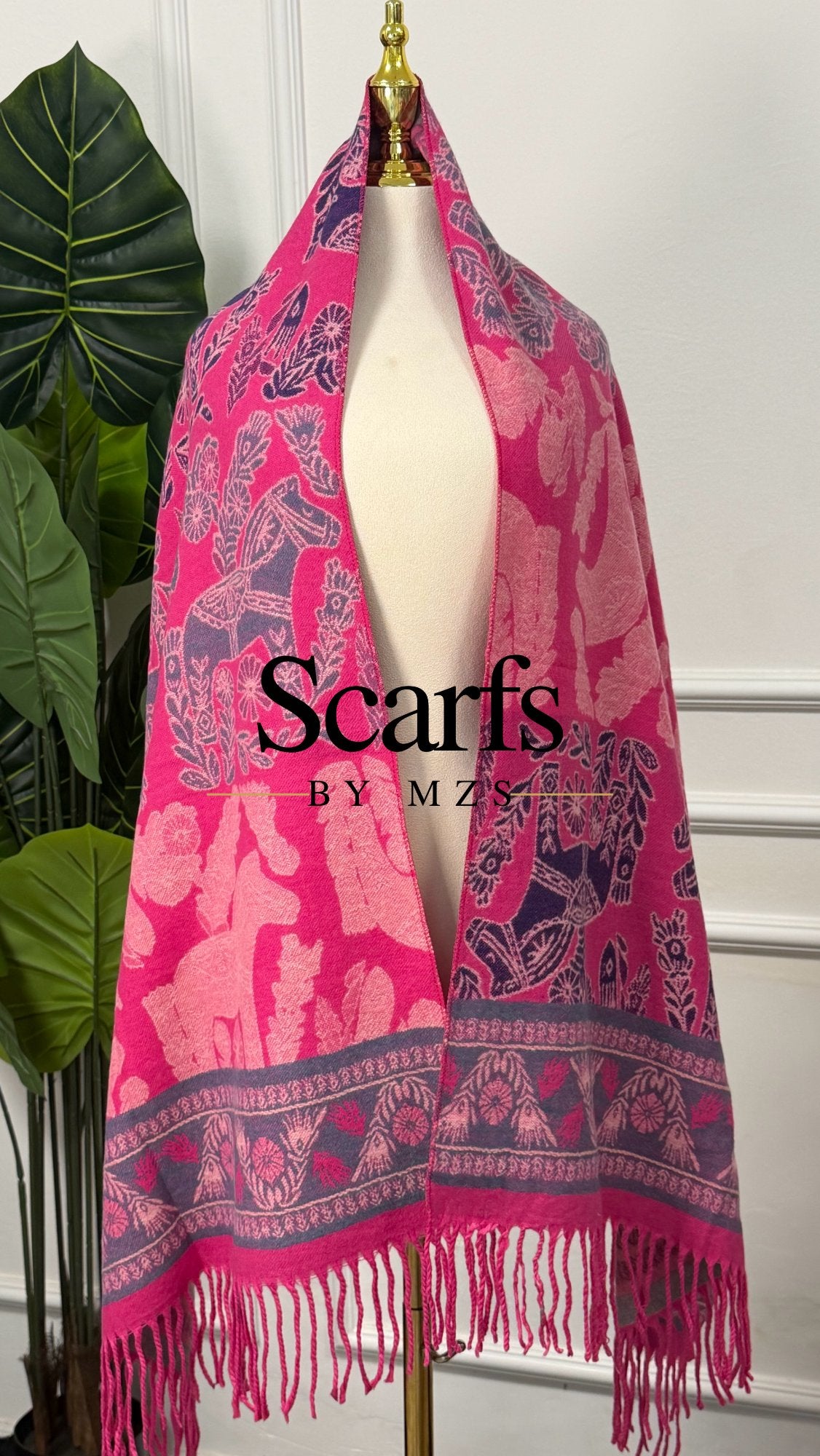 Pink Safari Floral Cashmere Wrap — Scarfs by MZS