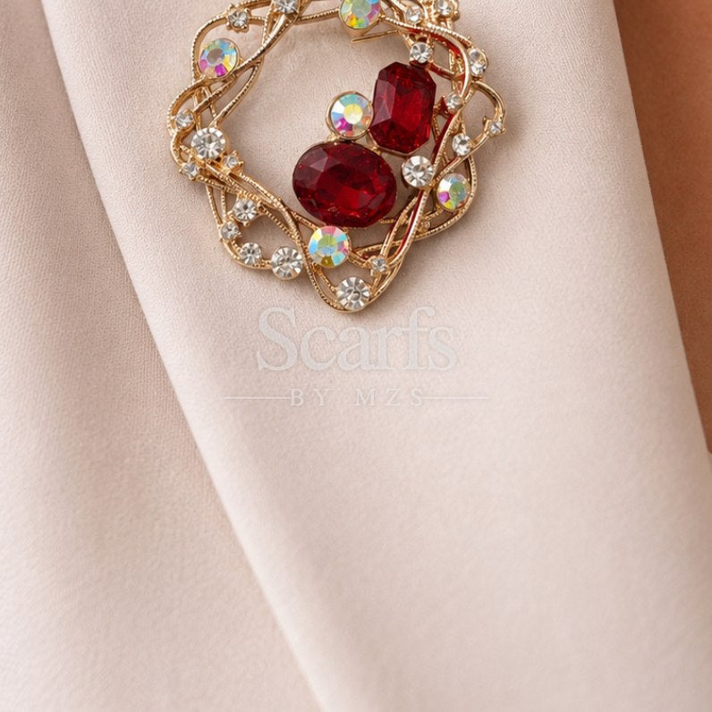 Ruby & Crystal Wreath Brooch — Scarfs by MZS