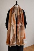 Rust Colour-Block Cashmere Wrap — Scarfs by MZS