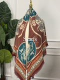 Rust Equestrian Medallion Scarf, 130cm — Scarfs by MZS