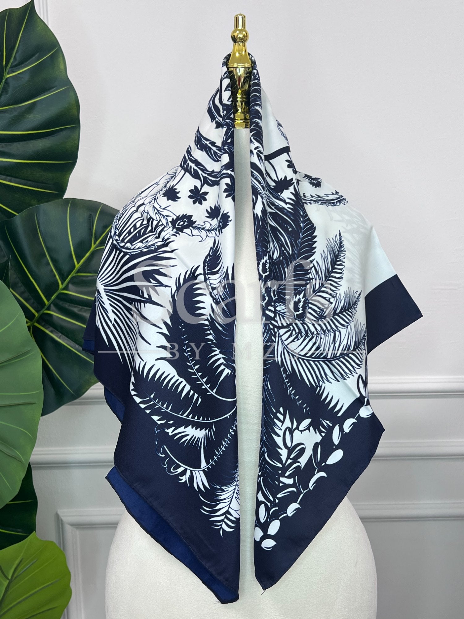 Sage Green Palm Silk Scarf, 90cm — Scarfs by MZS