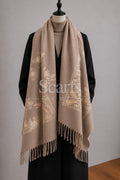 Taupe Botanical Cashmere Wrap — Scarfs by MZS