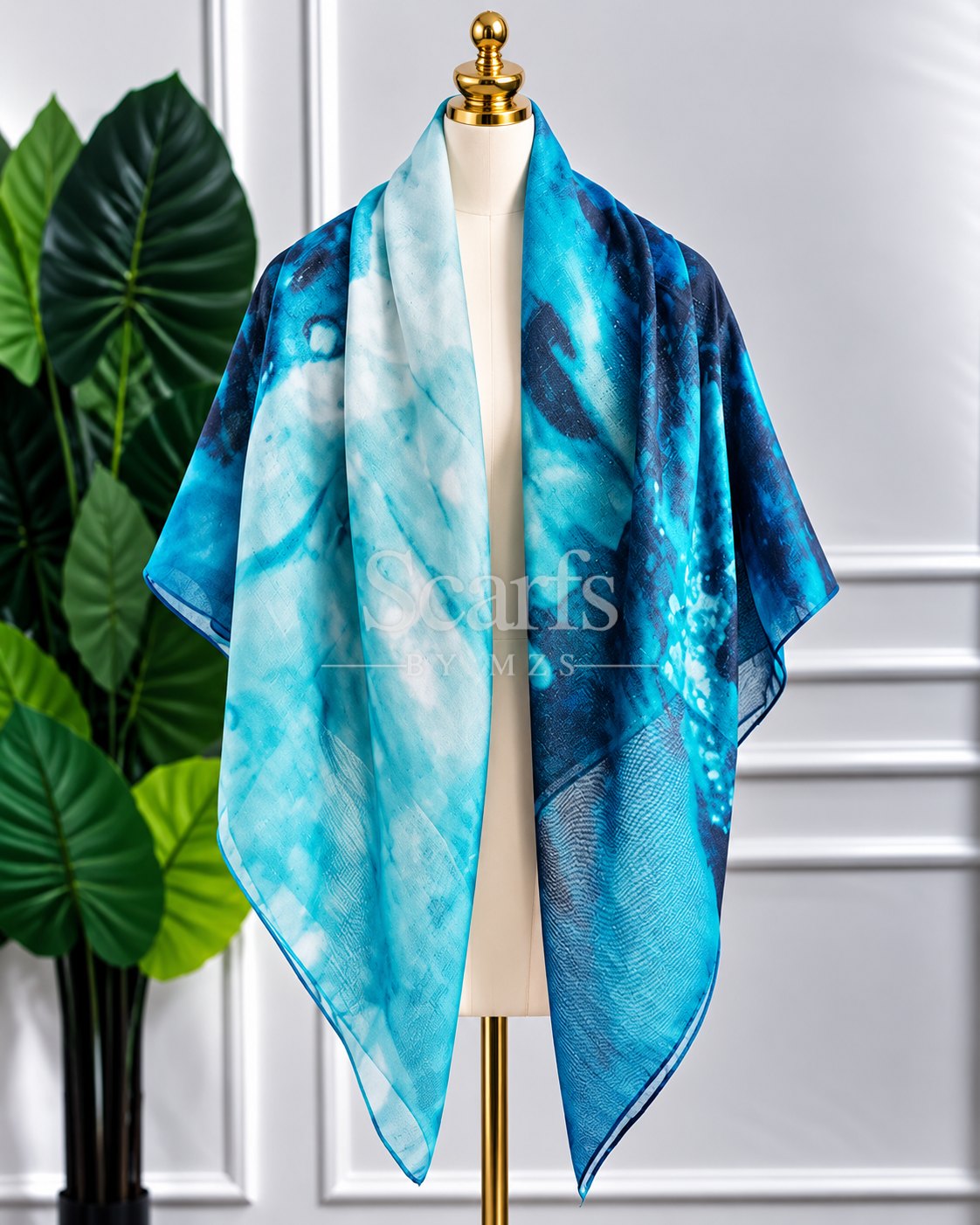 Turquoise Tie-Dye Scarf, 130cm — Scarfs by MZS