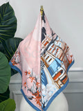Yellow Floral Silk Scarf, 90cm — Scarfs by MZS