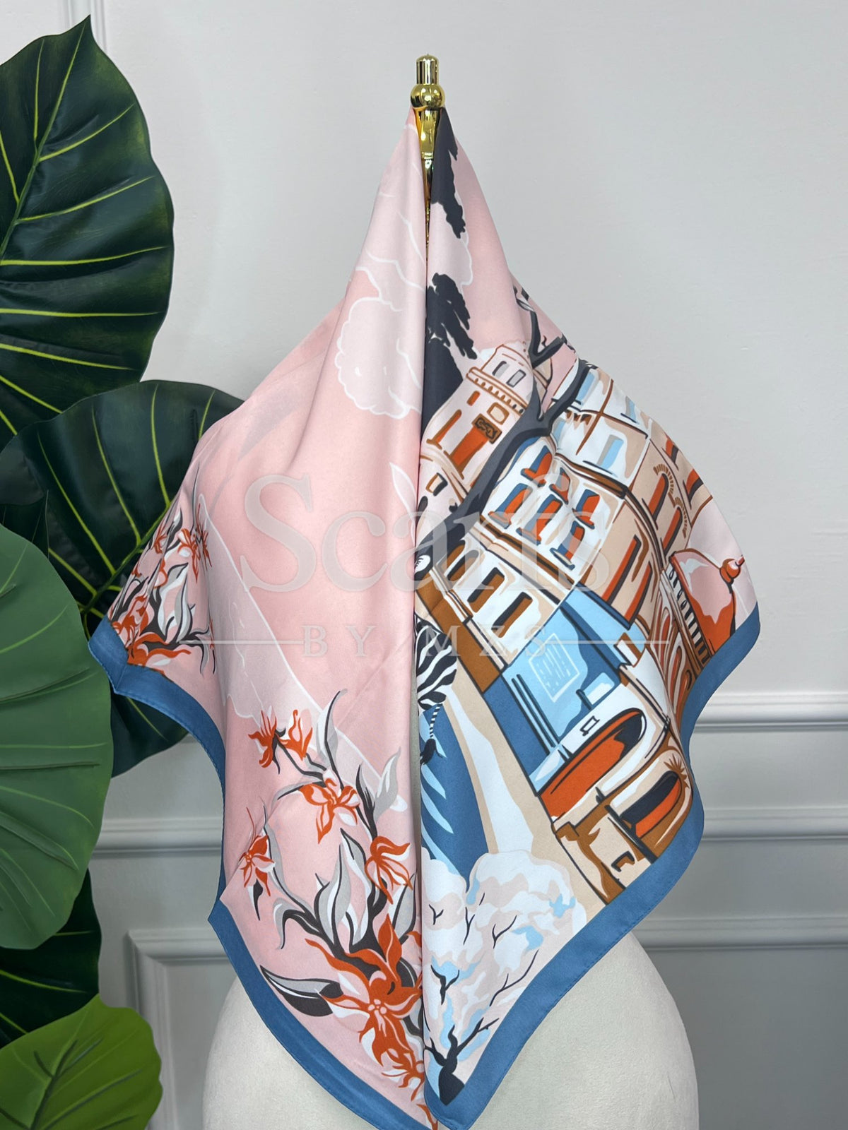 Yellow Floral Silk Scarf, 90cm — Scarfs by MZS
